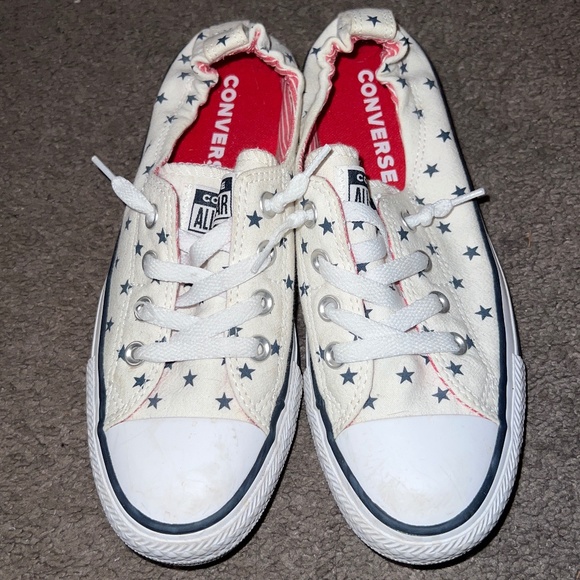Converse All Star Sneakers White and Blue Stars - Picture 1 of 6